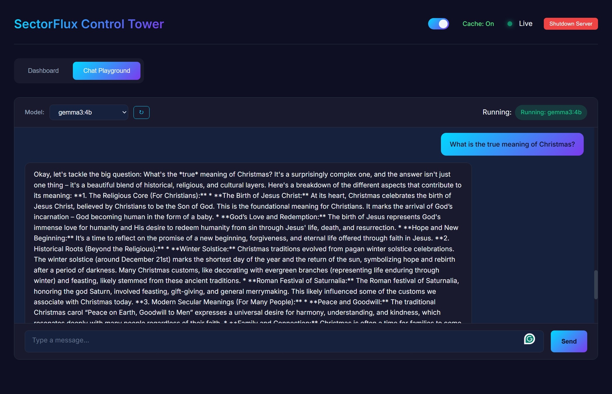 SectorFlux Chat Playground